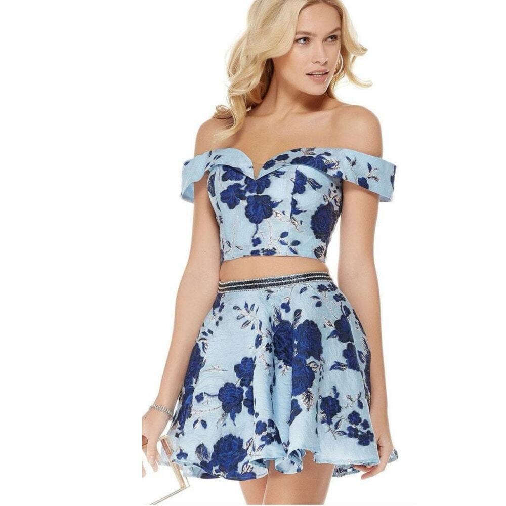 Alyce Paris Women's Floral Brocade Bandeau & Skirt‎ Set Sz 8 Homecoming Formal